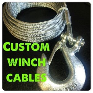 Winch cables for atvs jeeps boat trailer or any application. Custom lengths and configurations. Follow the Link at top of our page to our eBay store.