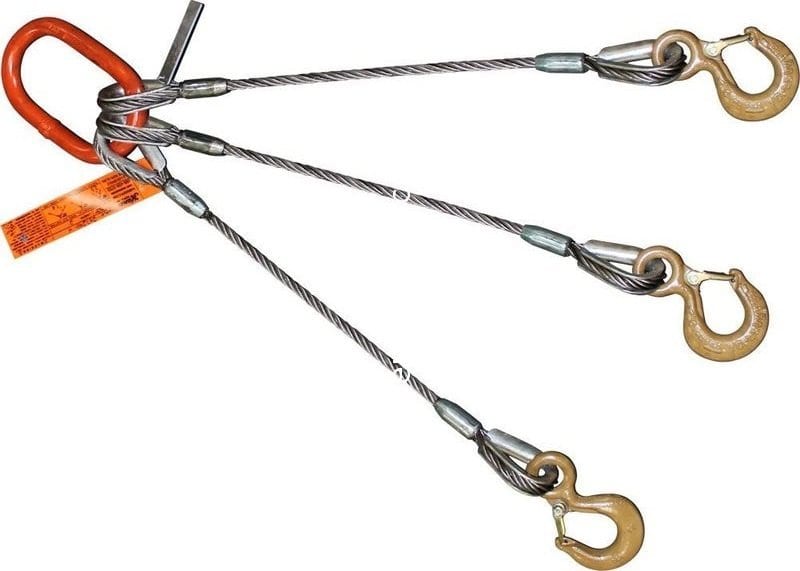 1 Three Leg Wire Rope Sling Eye Hooks With Safety Latches 1 3 4 Oblong Master Link Lking Steel Limited