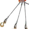 1" Three-Leg Wire Rope Sling Eye Hooks with Safety Latches 1-3/4" Oblong Master Link