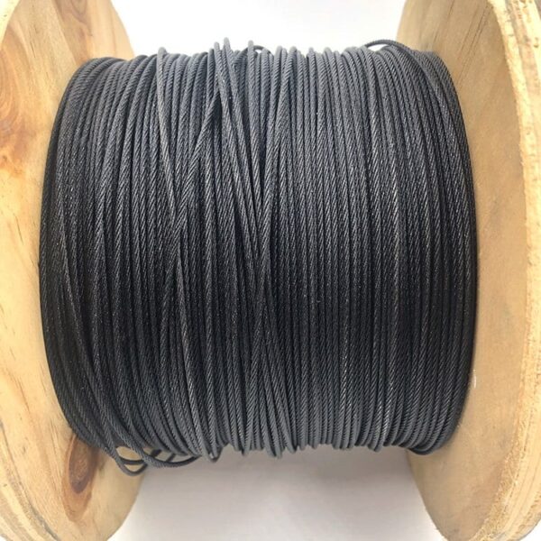 Ocelové lano černé barvy pro zvedání
