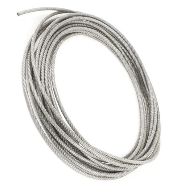 5mm Dia Steel PVC Coated, Flexible Wire Rope Cable 10 Meters Transparent + Silver (10m) - immagine 3