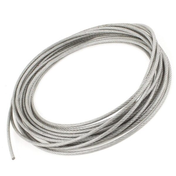 5mm Dia Steel PVC Coated, Flexible Wire Rope Cable 10 Meters Transparent + Silver (10m) - immagine 2