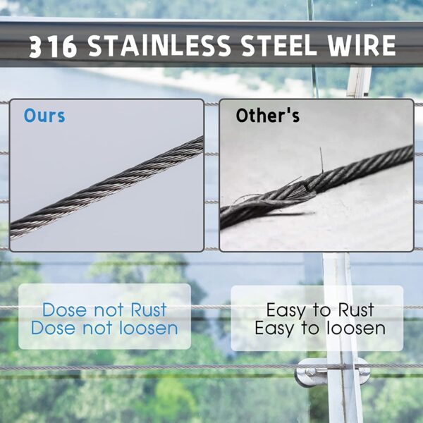 カッターT316のステンレス鋼ワイヤー ロープ7x7の繊維の構造5が付いているデッキの柵ケーブル