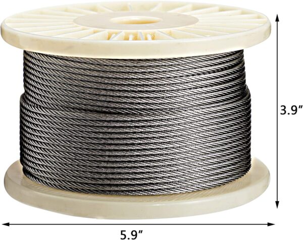 Wire Rope 1/8 Inch Stainless Steel Aircraft Cable for Decking Railings, 250 FT, 7x7 Strands Construction - Image 2