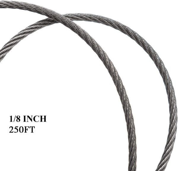 Ocelové lano 18palcový letecký kabel z nerezové oceli pro zábradlí palubek 250 FT 7x7 Strands Construction 4