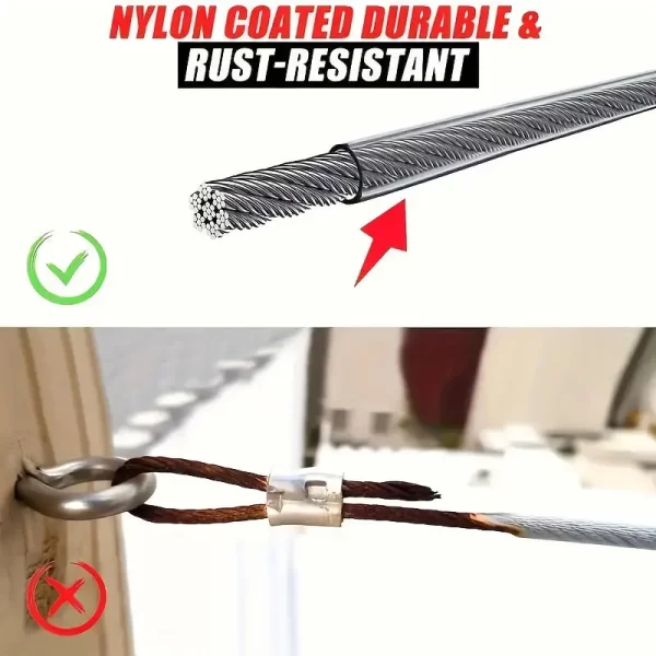 304 Stainless Steel Wire Canopy Rope – 2mm Rustproof Lifting Cable for Shade Sails, Clotheslines & Outdoor Lighting - Slika 4