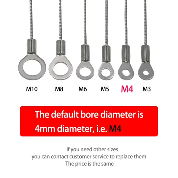 4pcs Stainless Steel Cable Eyelet Ended With 1/2mm Wire Rope – Durable Safety Lanyard Solution - Image 3