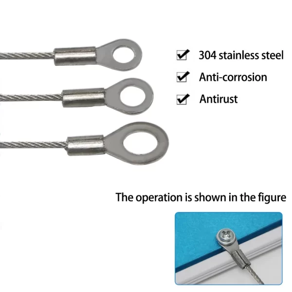 4pcs Stainless Steel Cable Eyelet Ended With 1/2mm Wire Rope – Durable Safety Lanyard Solution - Image 4