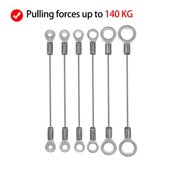 4pcs Stainless Steel Cable Eyelet Ended With 1/2mm Wire Rope – Durable Safety Lanyard Solution