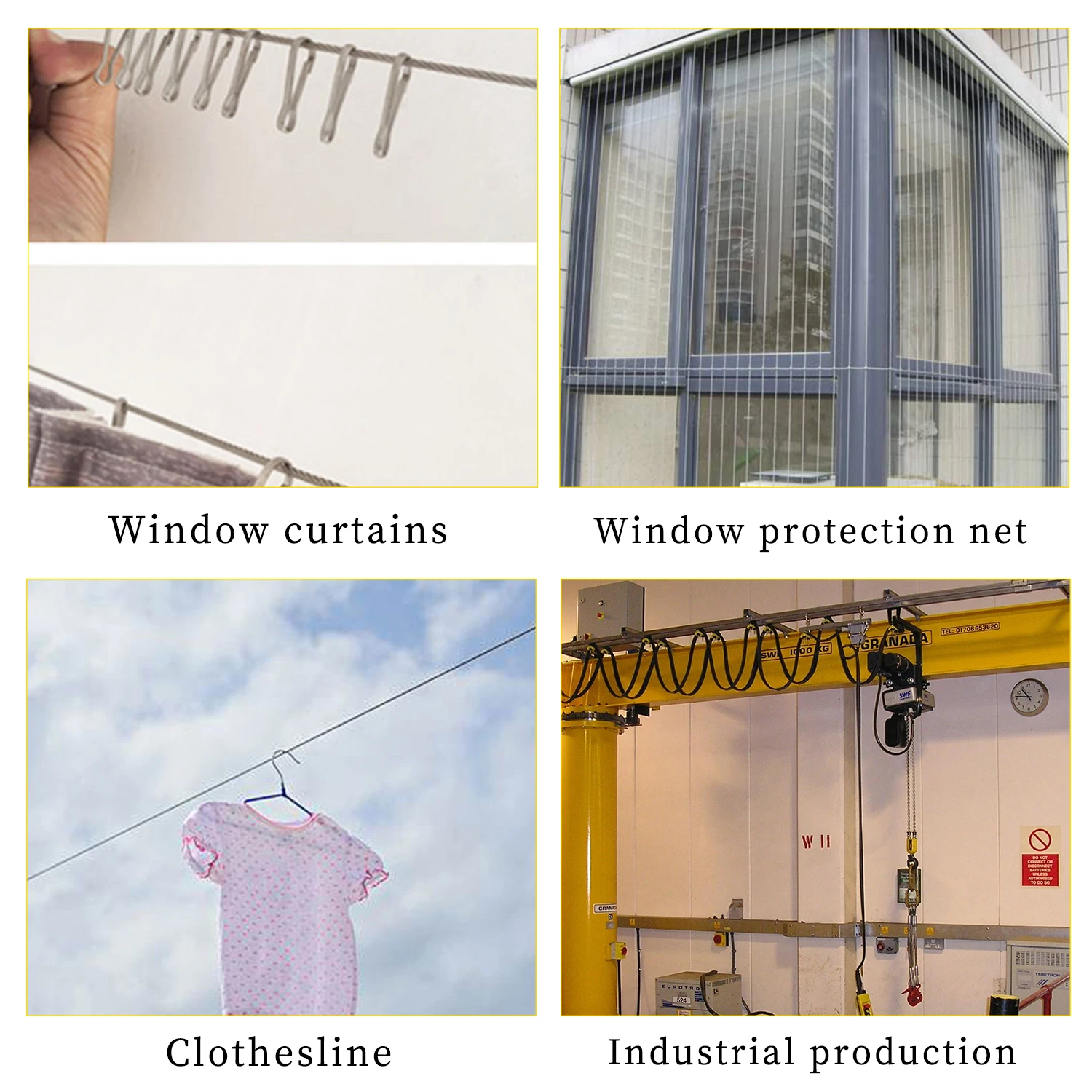 1/1.2/1.5/2/3/4/5/6mm PVC cable rope surface yellow coating lamp rope advertising board hanging rope clothesline - Image 3